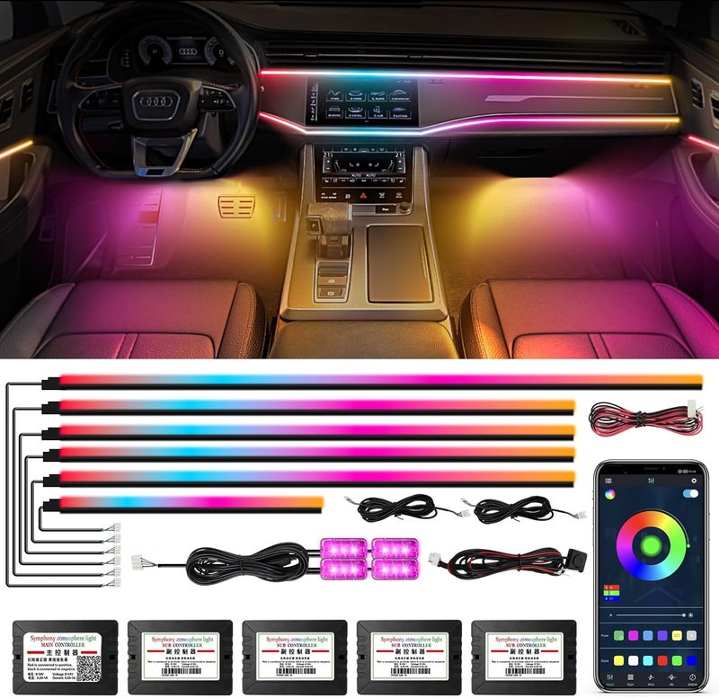 WEBUPAR Dreamcolor Acrylic Interior Car Light 10 in 1 Automotive Ambient Light Kits with APP Control 16 Million Color 175 inches Fiber Optic Car LED Strip Light, RGB Music Sync Sound Activated Neon Car Light - Image 1